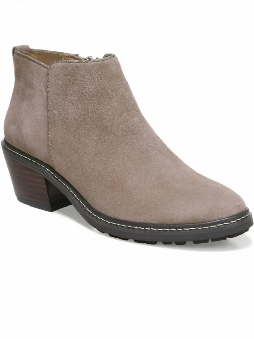 Sam Edelman Pryce suede waterproof ankle booties in taupe, size 9.5